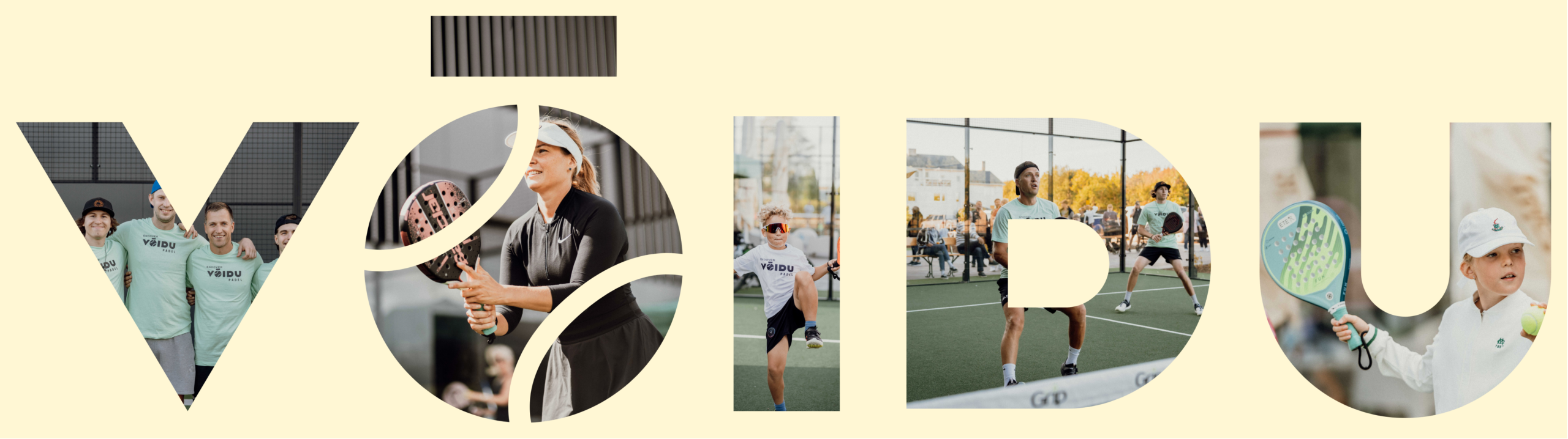 VÕIDU Padel logo täidetud päris mänguphotodega
